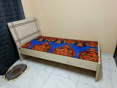 Single wooden bed frame with mattress - good condition