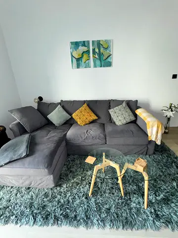 Large Green / Grey Shaggy Rug – Good Condition