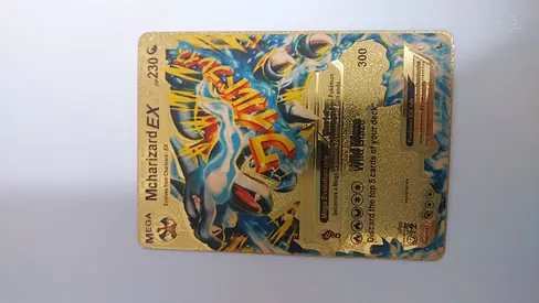 Mega Charizard EX Gold Pokémon Card - Holographic Collectible
