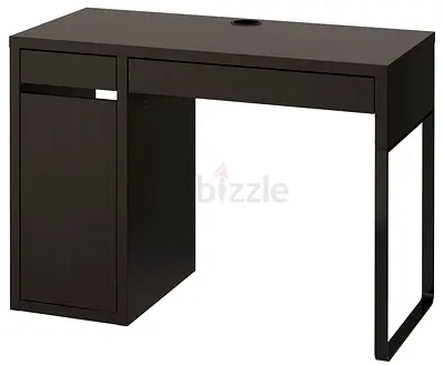Ikea MICKE Study Desk with MICKE Add-on unit high, black-brown, 105x50 cm