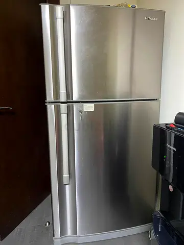 Hitachi stainless steel double-door refrigerator - good condition