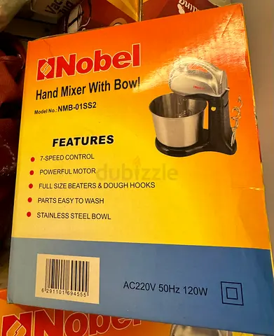 Nobel Hand Mixer with Stainless Steel Bowl (Model NMB-01SS2) - New/Boxed