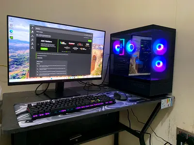 Gaming desktop PC with RGB case, monitor, keyboard and mouse (ready to use)