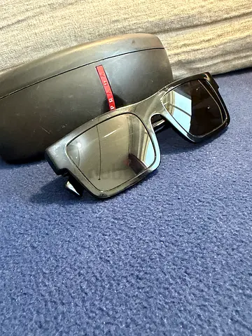 Original Prada black square sunglasses with hard case