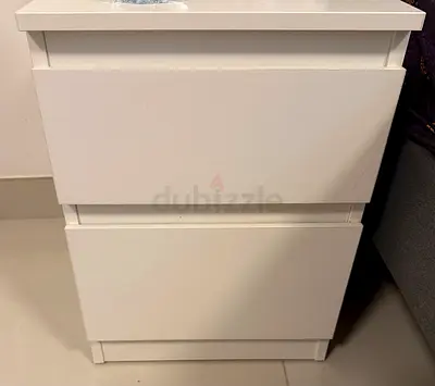 2x White 2-Drawer Nightstand / Bedside Table in Good Condition