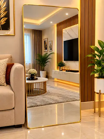 Full-length Gold Framed Floor Mirror - Modern Standing Mirror