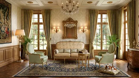 Elegant Sofa Set – Arabic-inspired design with 3-seater and two 1-seater sofas. A beautiful choice