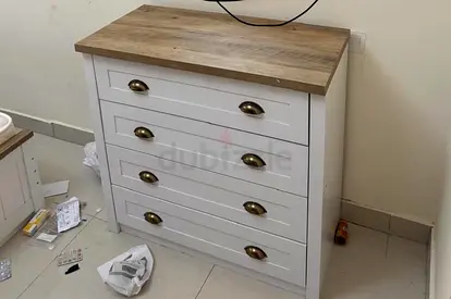 White 4-Drawer Dresser with Wood Top — Good Condition