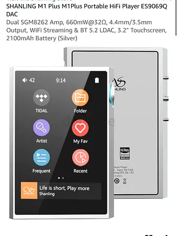 SHANLING M1 Plus M1Plus Portable HiFi Player ES9069Q DAC Dual SGM8262 Amp, 660mW@32Ω, 4.4mm/3.5mm Ou