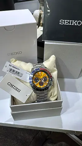 Seiko Chronograph Stainless Steel Watch with Yellow Dial (like-new)