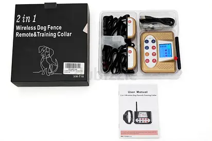 2-in-1 Wireless Dog Fence Remote & Training Collar Kit — 2 Receivers