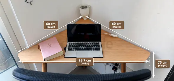 Corner Wooden Study Desk —Compact 99cm Width, Light Oa