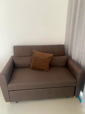 Compact 2-Seater Sofa Bed in Brown — Excellent Condition