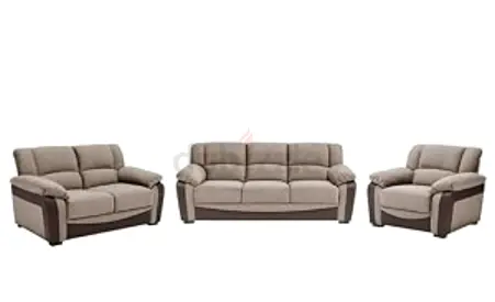 3-piece beige fabric sofa set — 3-seater, 2-seater and armchair