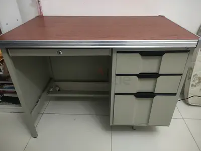 Used metal office desk with lockable drawer and filing cabinet