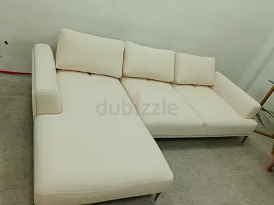 Authentic loom collection beige color lshape sofa headrest adjustable to make deep