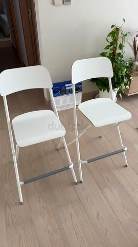 IKEA FRANKLIN Pair of white folding bar stools — lightly used, very good condition. 100each