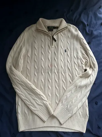 Ralph Lauren Cream Cable Knit Cotton Sweater