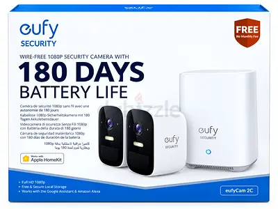 Eufy eufyCam 2C Wire-Free 1080p Security Camera System - 180 Days Battery Life (2 cams + HomeBase)