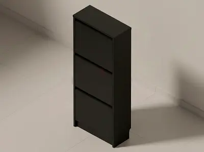 Slim Black 3-Drawer Shoe Cabinet / Narrow Storage Unit