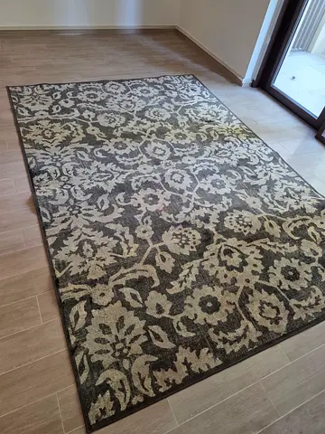Large grey brown and cream floral rug — good condition - 2 x3 meters