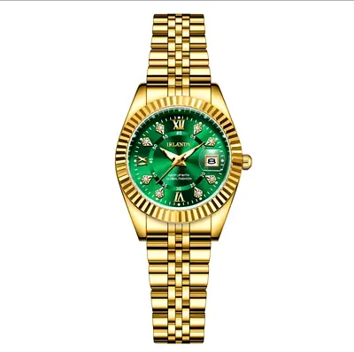 IRLANDY Gold Dress Watch with Emerald Green Dial