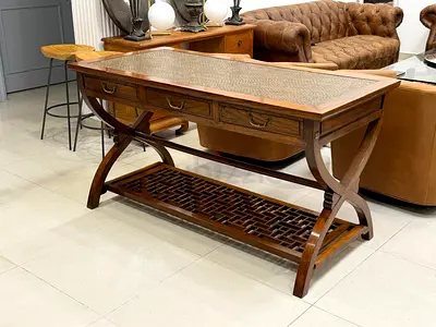 Solid Wood desk Table with Woven Top