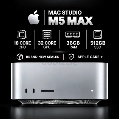 Mac Studio M5 Max — 18‑core CPU, 32‑core GPU, 36GB RAM, 512GB SSD - Apple Care Plus