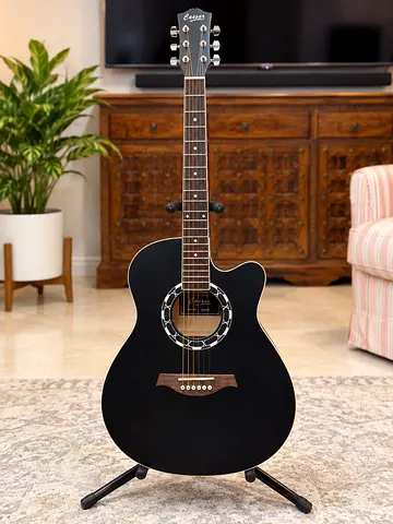 Caesar Matte Black Acoustic-Electric Guitar with Cutaway - Good Condition
