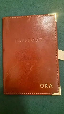 ​Aspinal of London Leather Passport Cover (Brown - Initial "OKA")