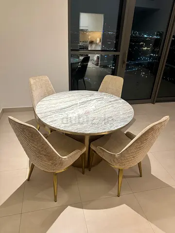 4 Seater Dining Table Set solid Marble/Gold including 4 Chairs *GOOD PRICE*