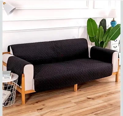 2-Seater Sofa Cover / Protector - Black Quilted, Universal Fit