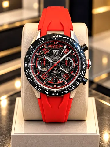 TAG Heuer Carrera Skeleton Chronograph with Red Rubber Strap All OVER UAE Cash on delivery