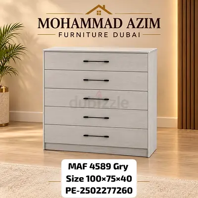 Light grey 5-drawer chest / dresser - 100x75x40 cm