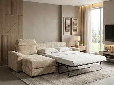 IKEA Fabric L-Shape Sofa Bed with Storage
