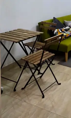IKEA TARNO Woden Bistro Folding Table and 2 Chairs - Compact Cafe Set. Great for Balconies or Garden