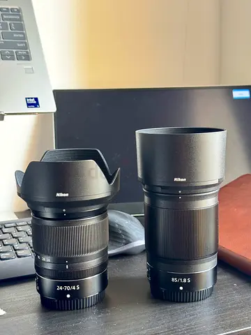 Nikon 24-70mm f4 and 85mm f1.8 Z-Mount full frame lenses in perfect condition.