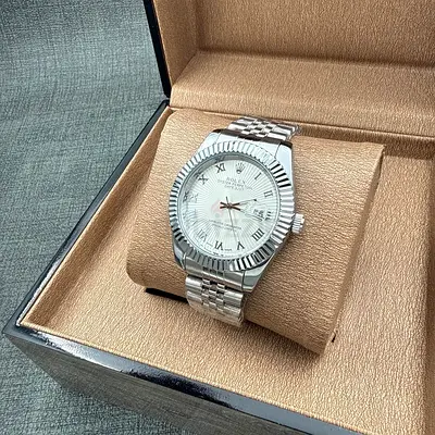 Men's Silver Stainless Steel Wrist Watch with Date in Presentation Box