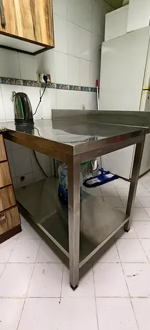 Stainless Steel Kitchen Work Table with Lower Shelf - Good Condition