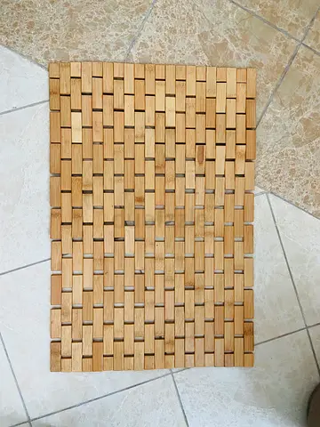 Wooden slatted bath/door mat - bamboo-style, good condition