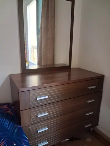 Brown Wooden Dresser with Mirror and Multiple Drawers - Good Condition