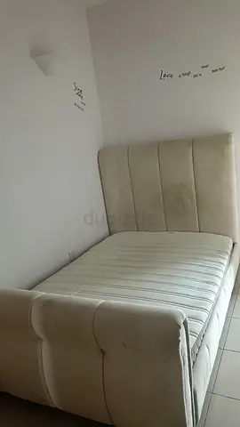 double upholstered bed with headboard and mattress - good condition