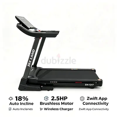 Sky Land EM-1317 Motorized Treadmill with 18% Auto Incline, 2.5HP Brushless Motor