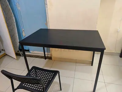 Simple black rectangular study/dining table - good condition