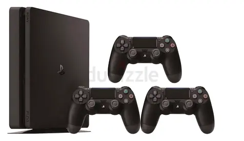 Sony PlayStation 4 Slim with 3 DualShock 4 Controllers - Good Condition