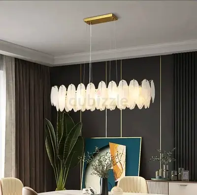 Modern leaf-style chandelier pendant light — elegant dining room fixture size 80cm