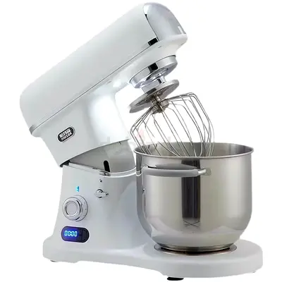 Stand Mixer with Stainless Steel Bowl — 5L Kitchen Mixer (White)