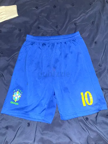 Blue Brazil Football Shorts Number 10 Print