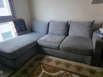 Sofa cum bed L shape with other 2 single sitter sofa grey color