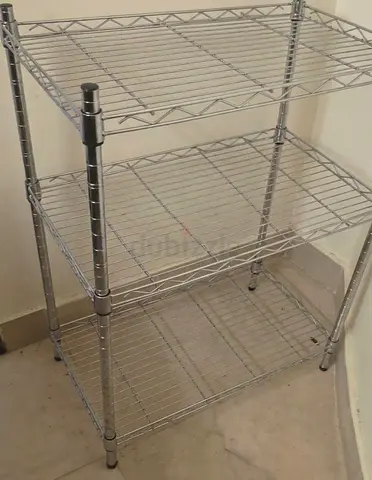 Chrome 4-Tier Metal Wire Storage Shelf - Good Condition